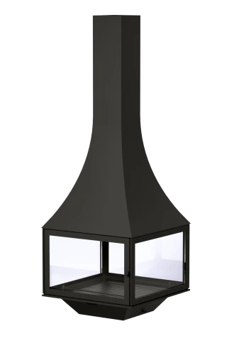 Central fireplace black line suspended with glass enclosure
 JULIETTA 985
