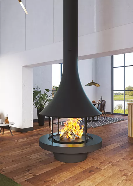 Central fireplace with glass enclosure
 EVA 992