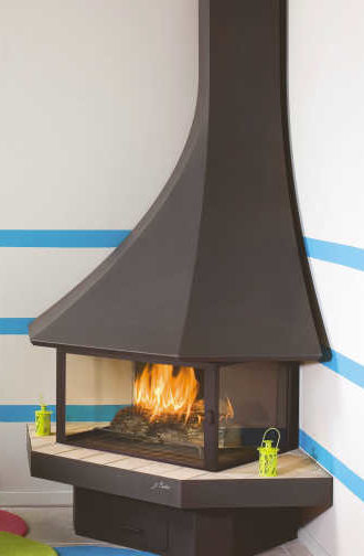 Corner fireplace with glasses
 JULIETTA 985