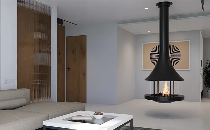 Suspended fireplace EVA 992