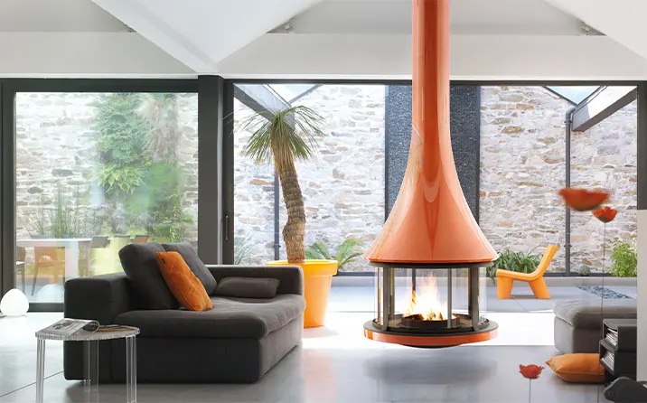 modern fireplace
